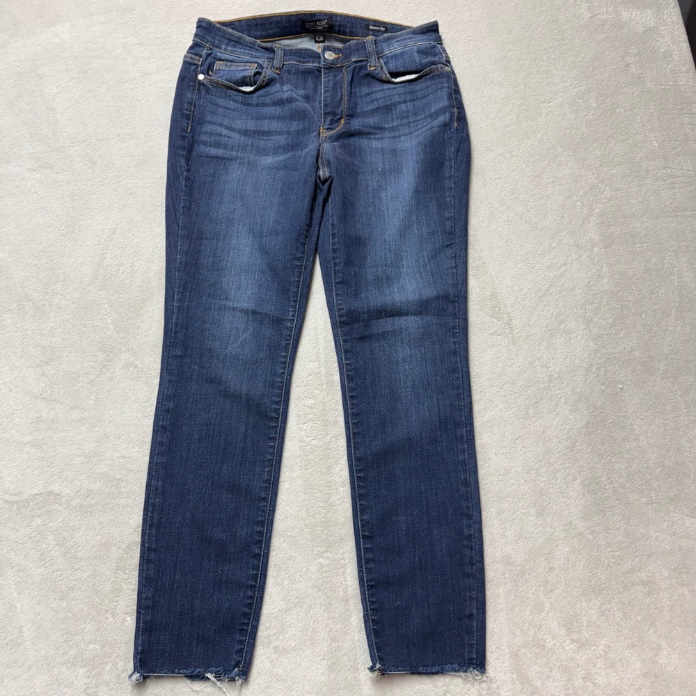 Judy Blue Indigo Skinny Jeans with Frayed Ankles - Picture 5 of 11